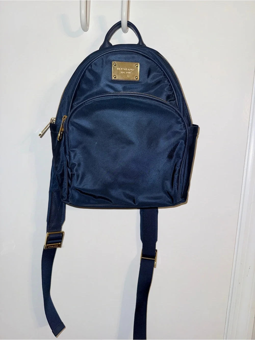 Michael Kors Navy Backpack with Gold Hardware